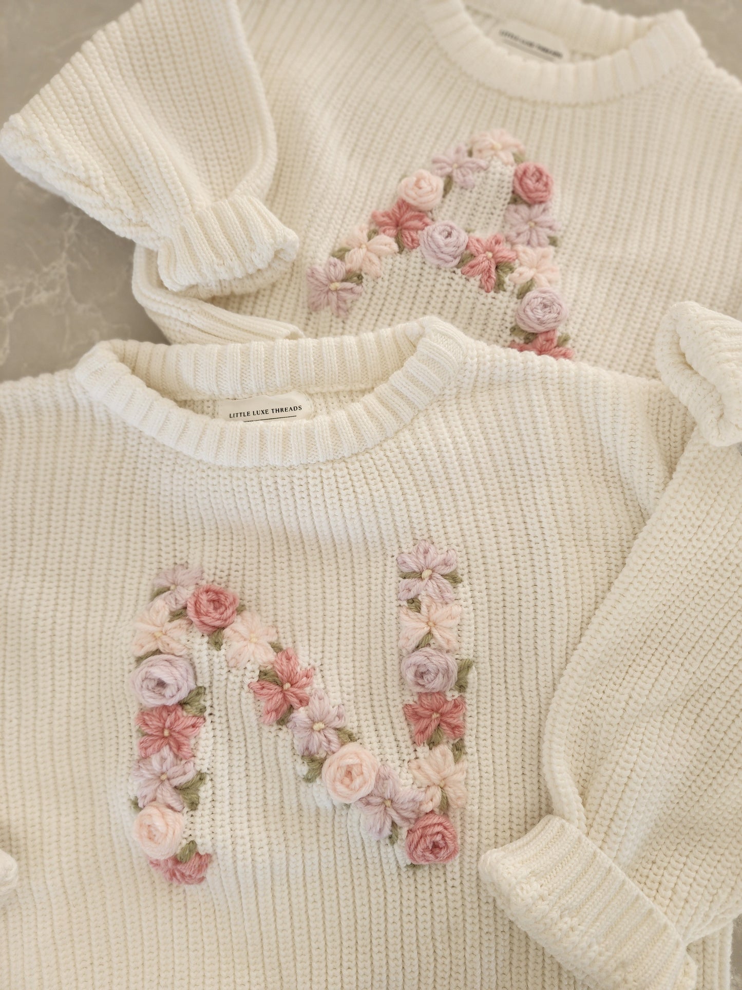 Floral Initial Jumper - Vanilla Cream