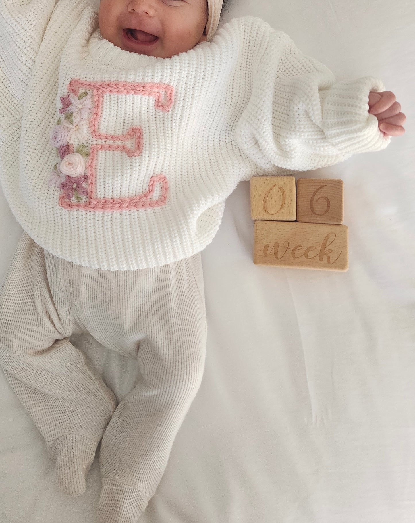 Blooming Initial Jumper - Vanilla Cream