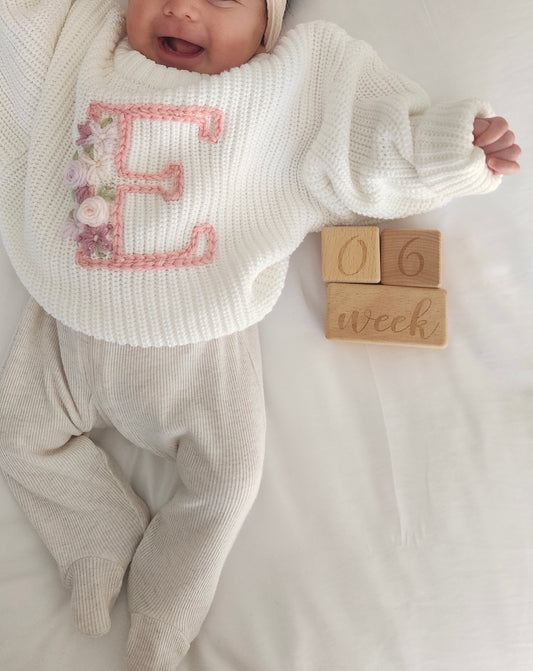 Blooming Initial Jumper - Vanilla Cream