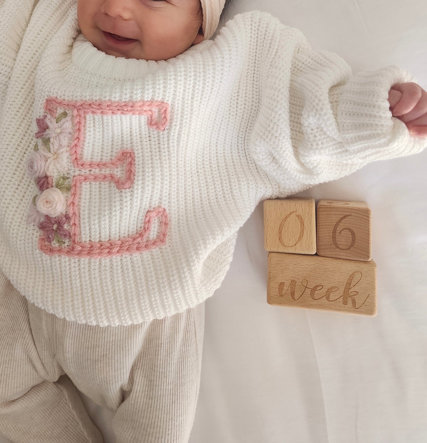 Blooming Initial Jumper - Vanilla Cream