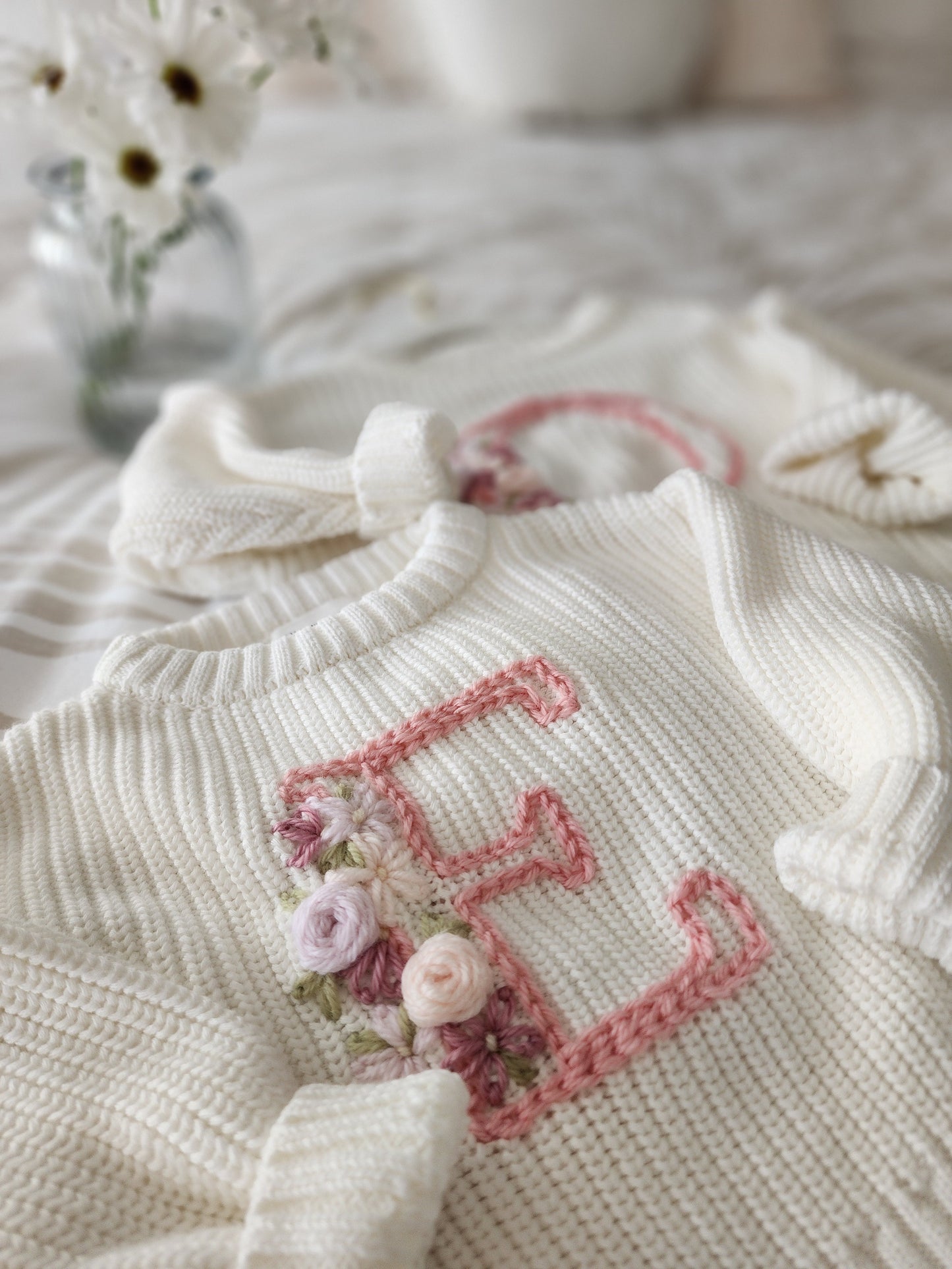 Blooming Initial Jumper - Vanilla Cream