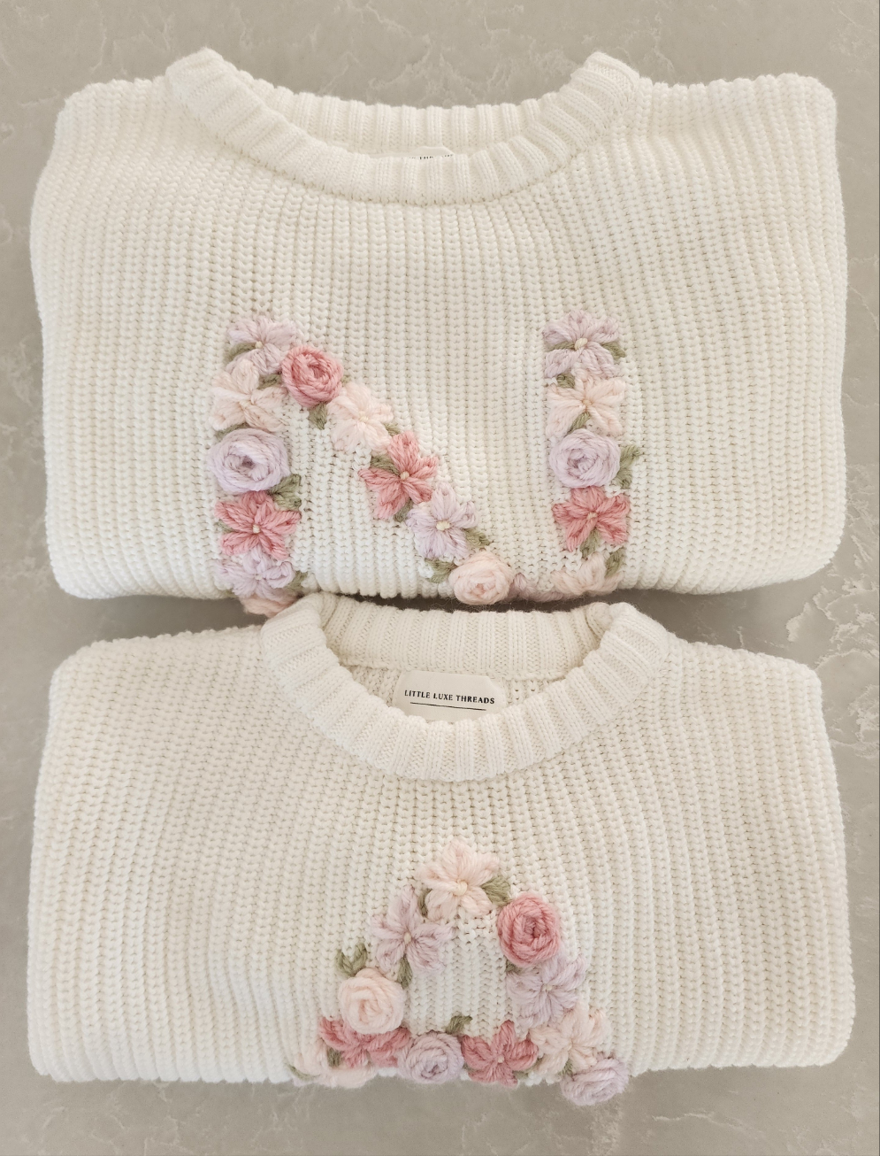 Floral Initial Jumper - Vanilla Cream