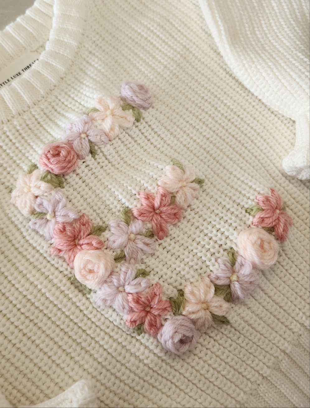 Floral Initial Jumper - Vanilla Cream
