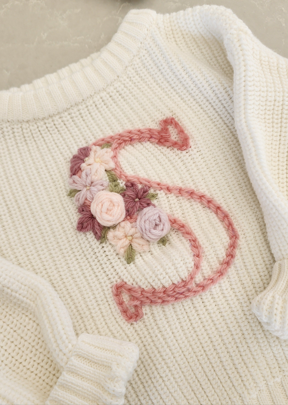 Blooming Initial Jumper - Vanilla Cream