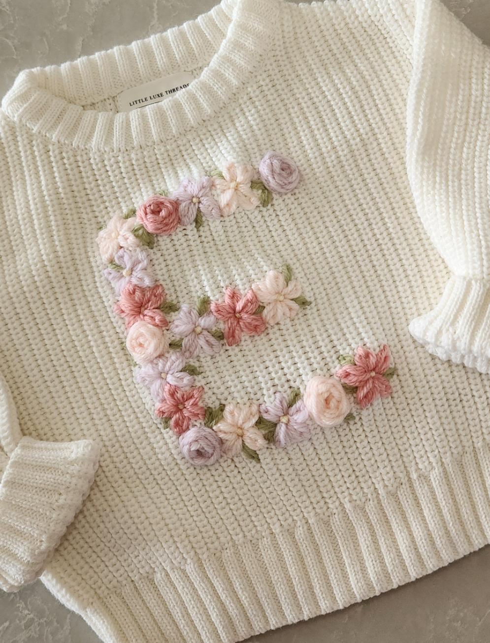 Floral Initial Jumper - Vanilla Cream