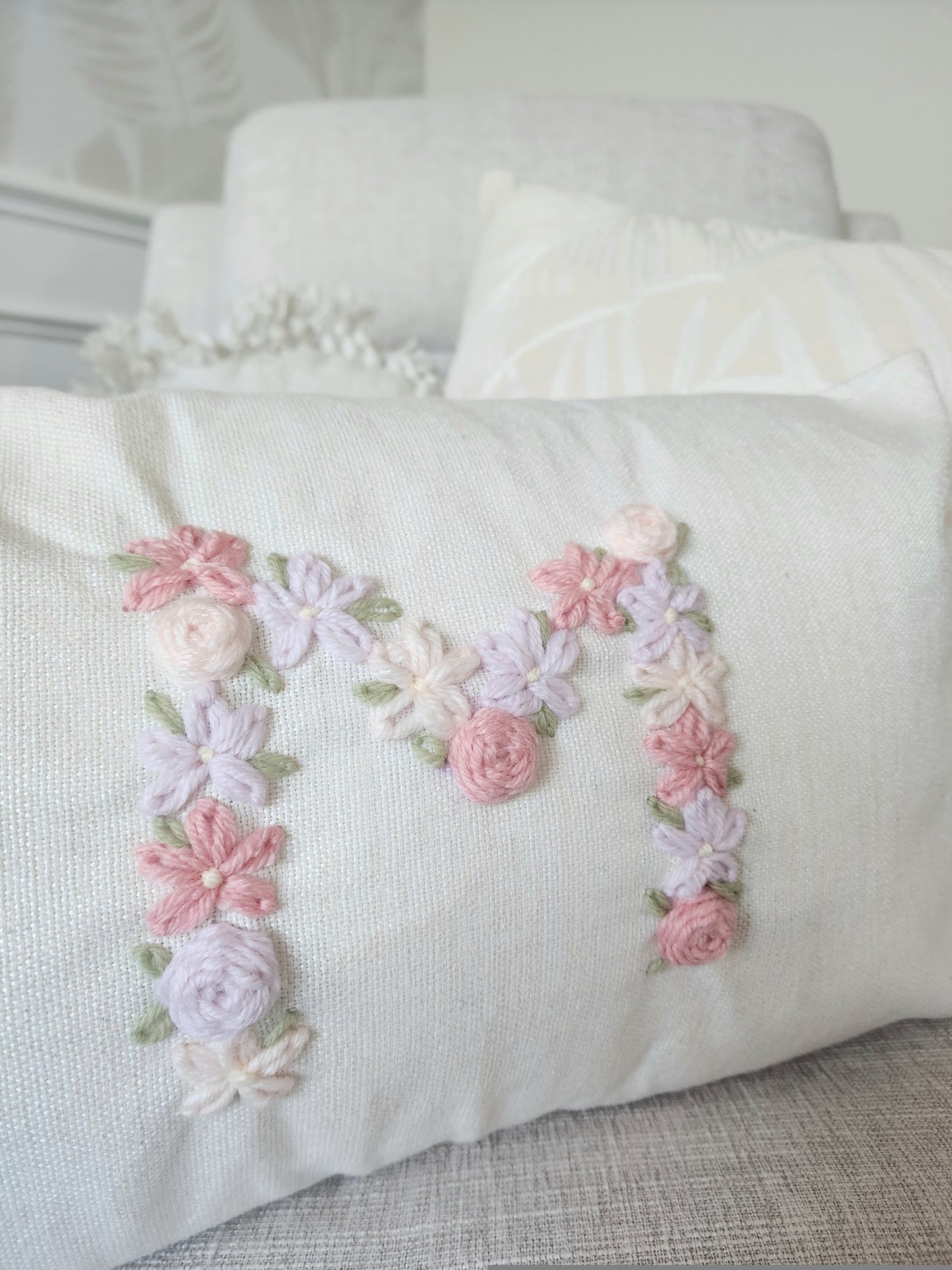 Linen Cushion • Floral Initial