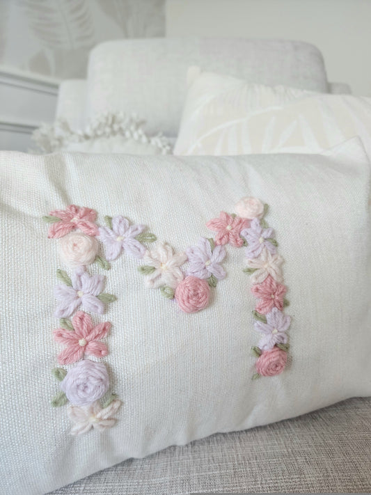 Linen Cushion • Floral Initial