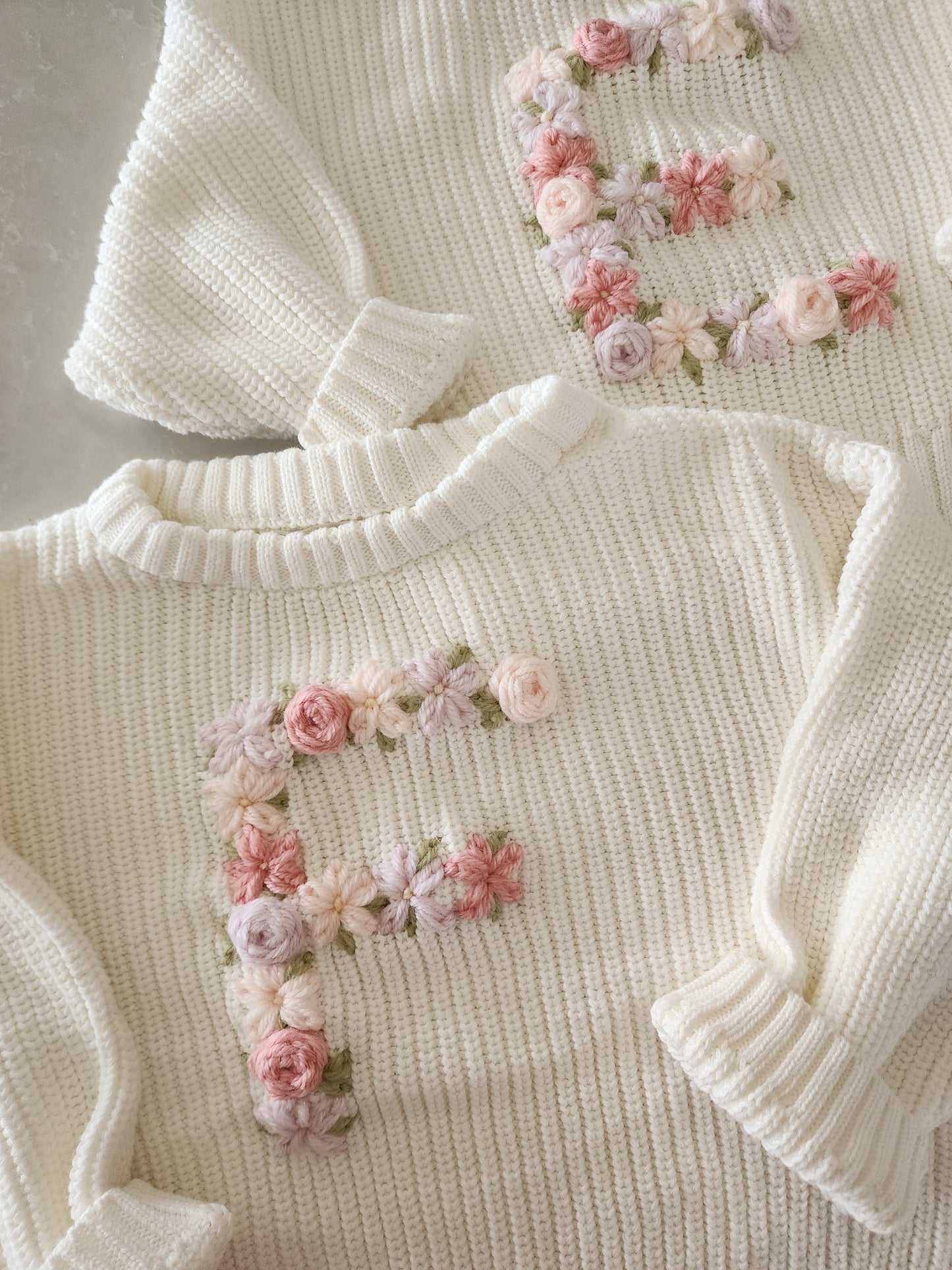 Floral Initial Jumper - Vanilla Cream