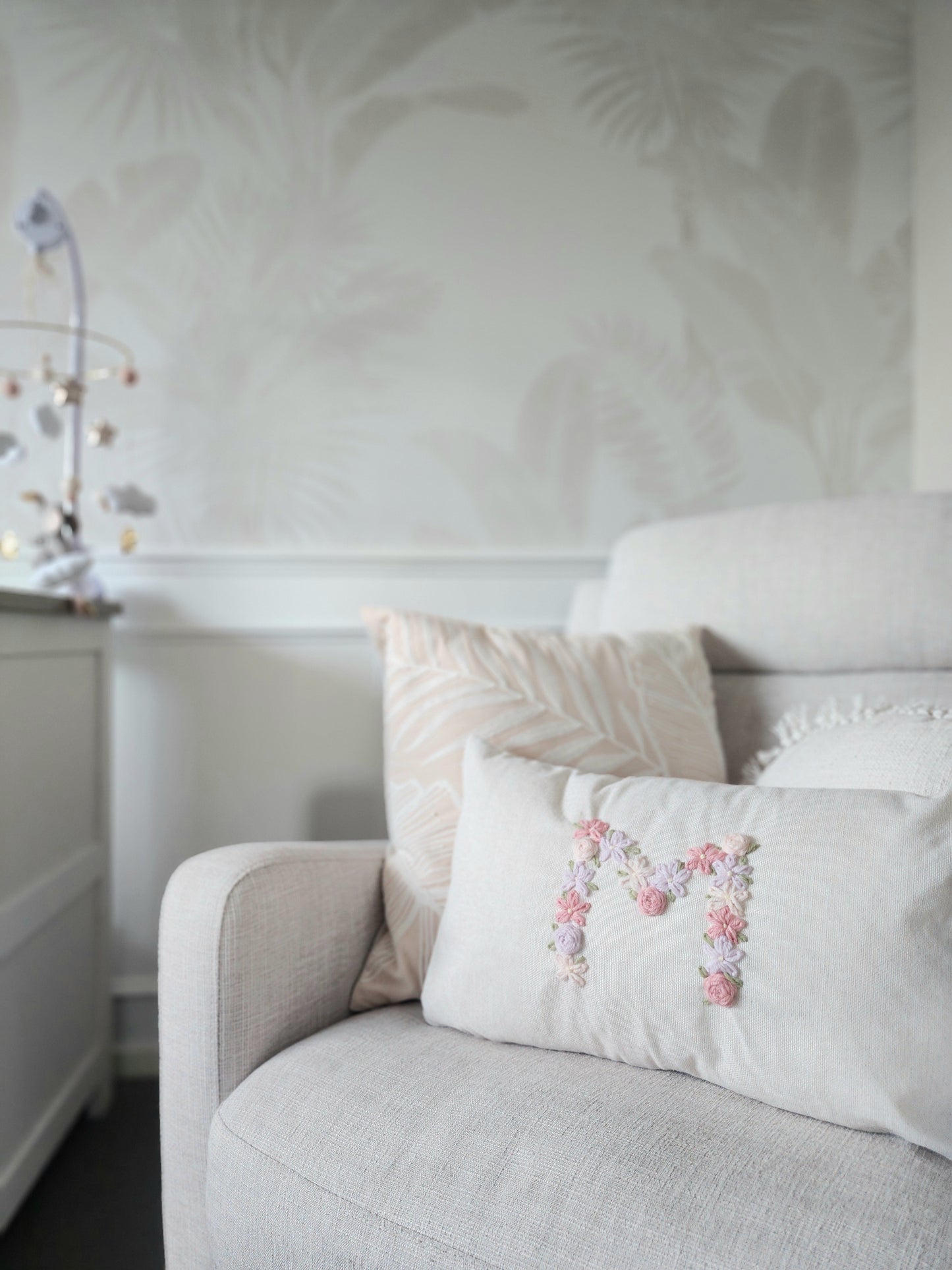 Linen Cushion • Floral Initial