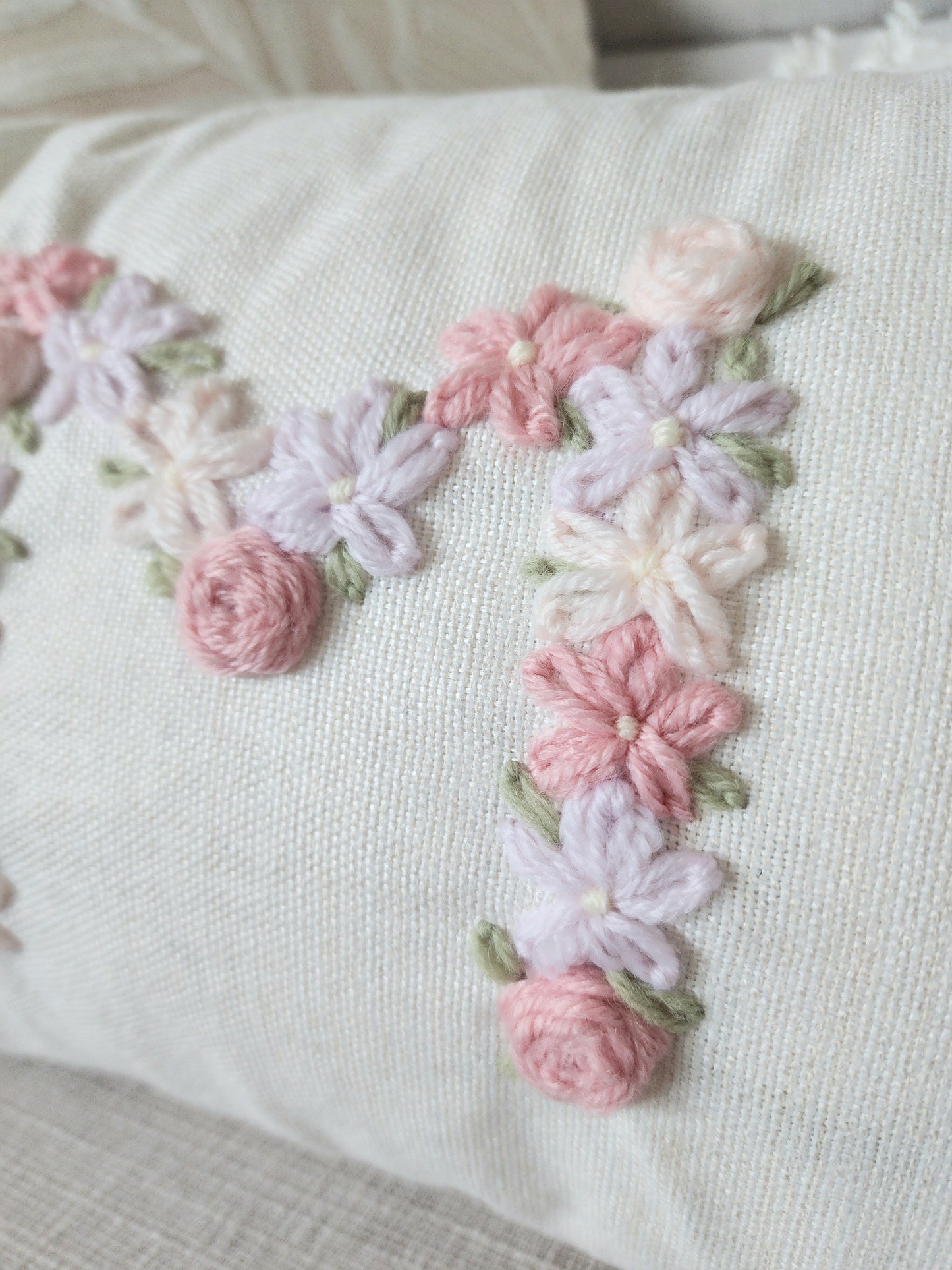 Linen Cushion • Floral Initial