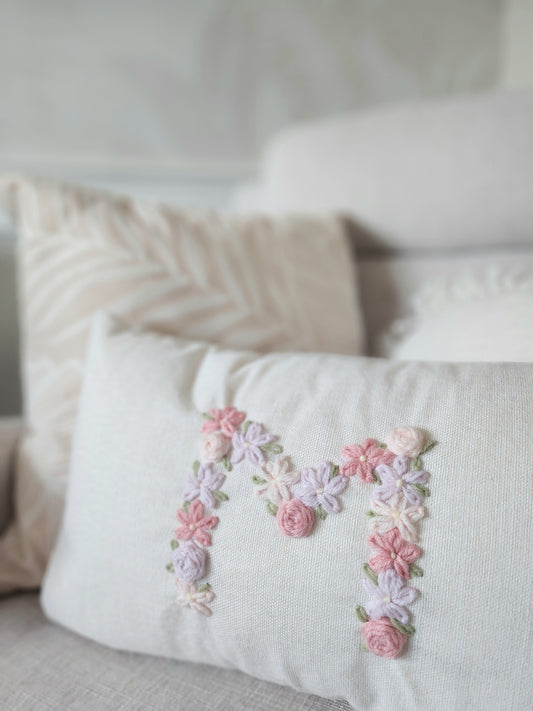 Linen Cushion • Floral Initial