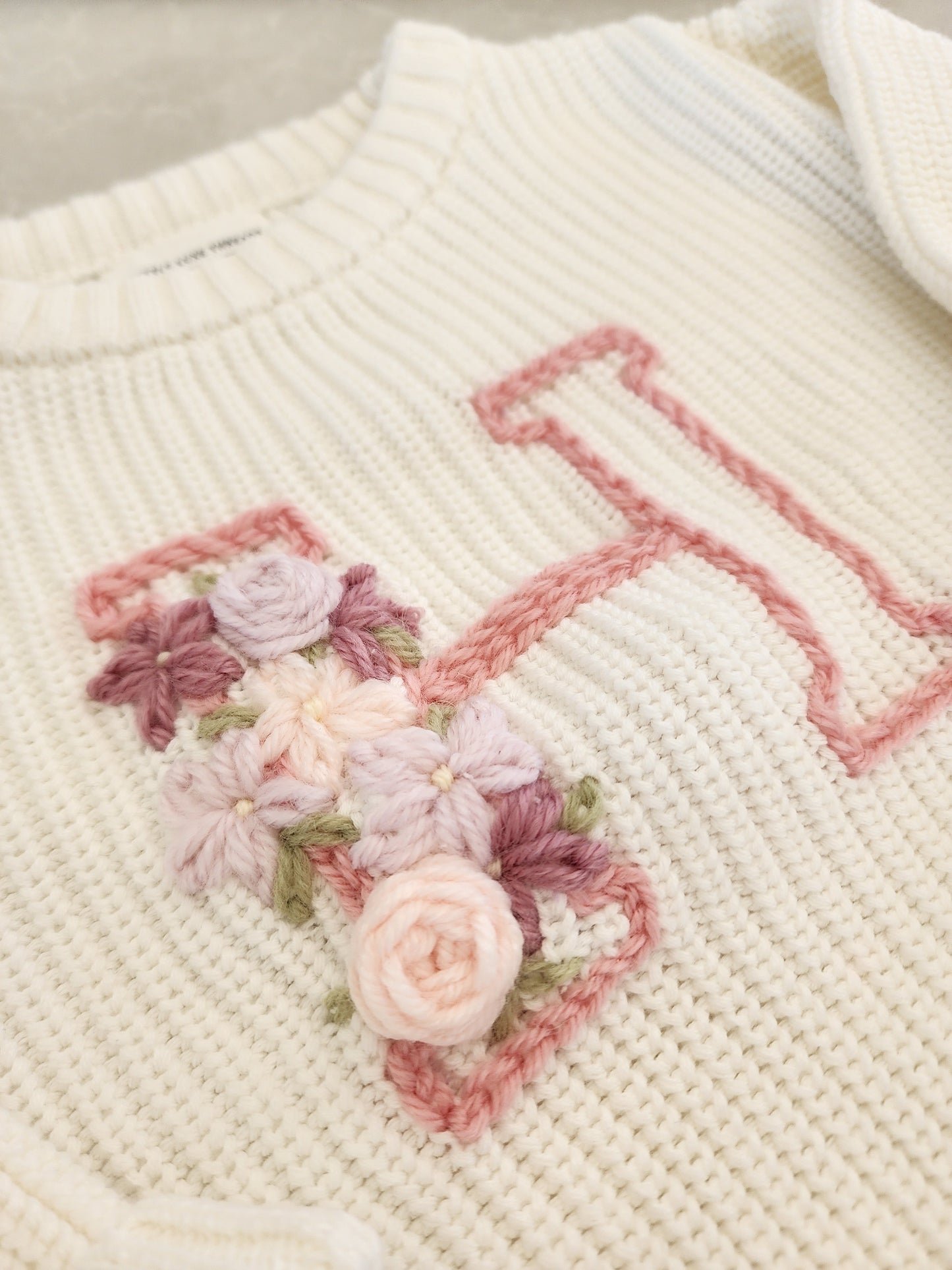 Blooming Initial Jumper - Vanilla Cream