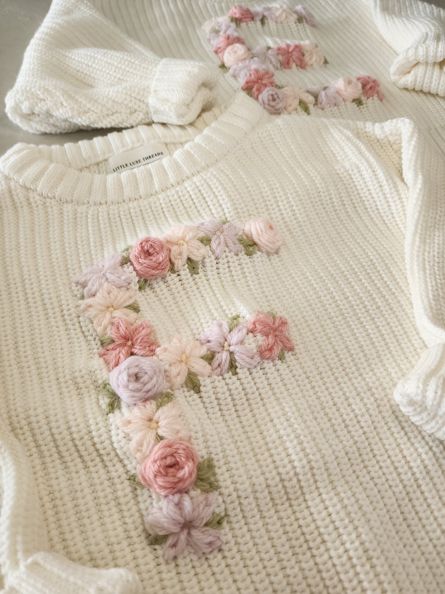Floral Initial Jumper - Vanilla Cream