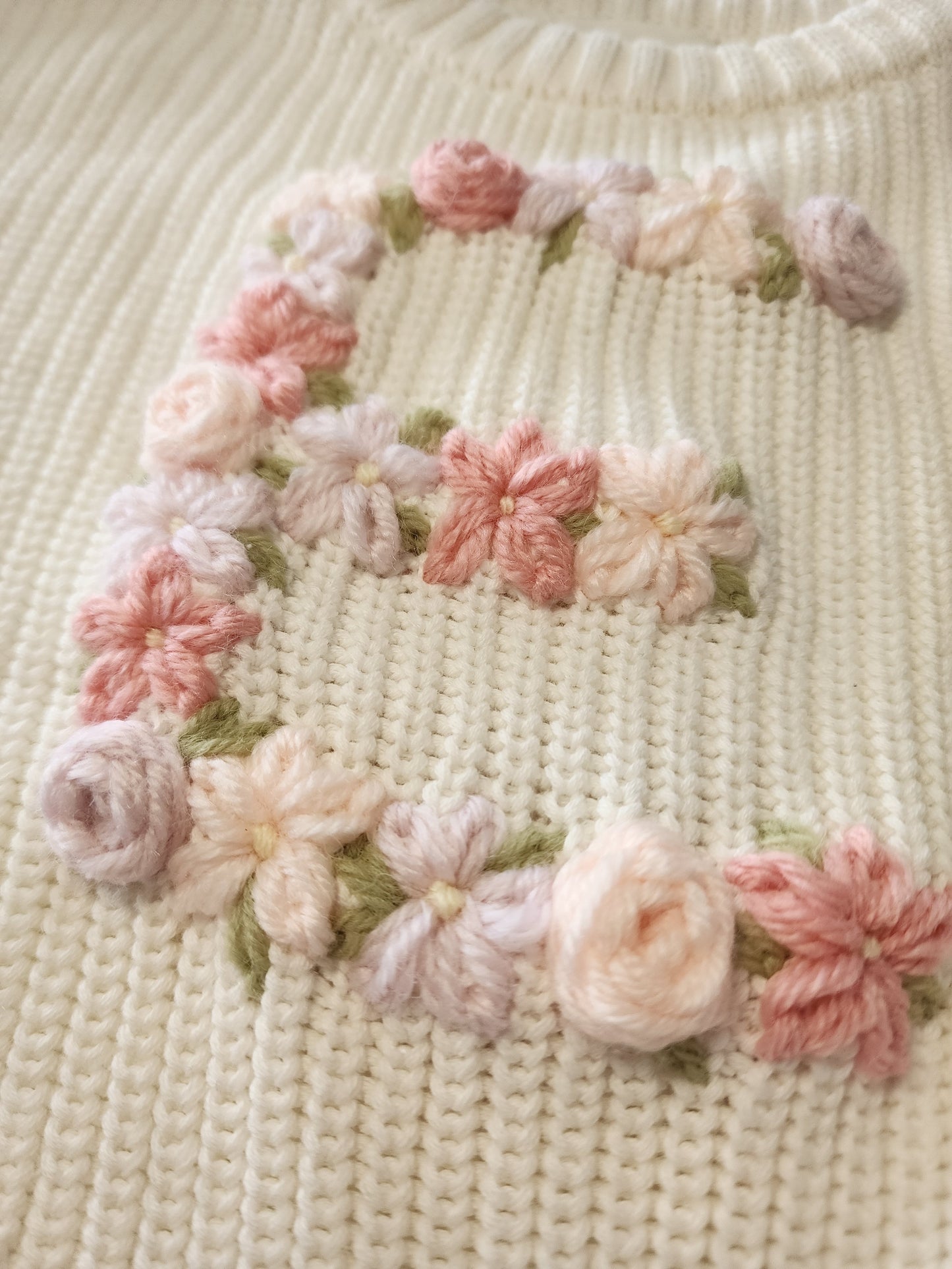 Floral Initial Jumper - Vanilla Cream