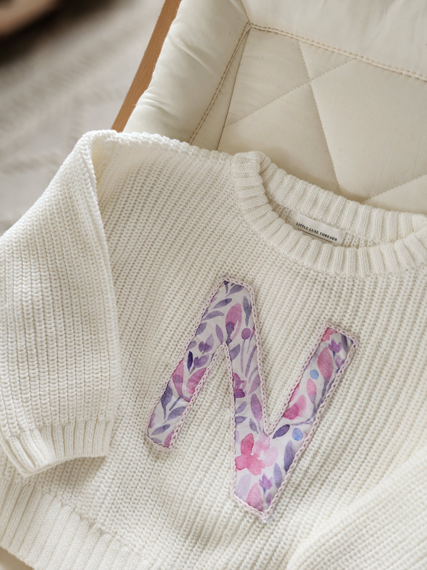 Patchwork Initial Knit Jumper