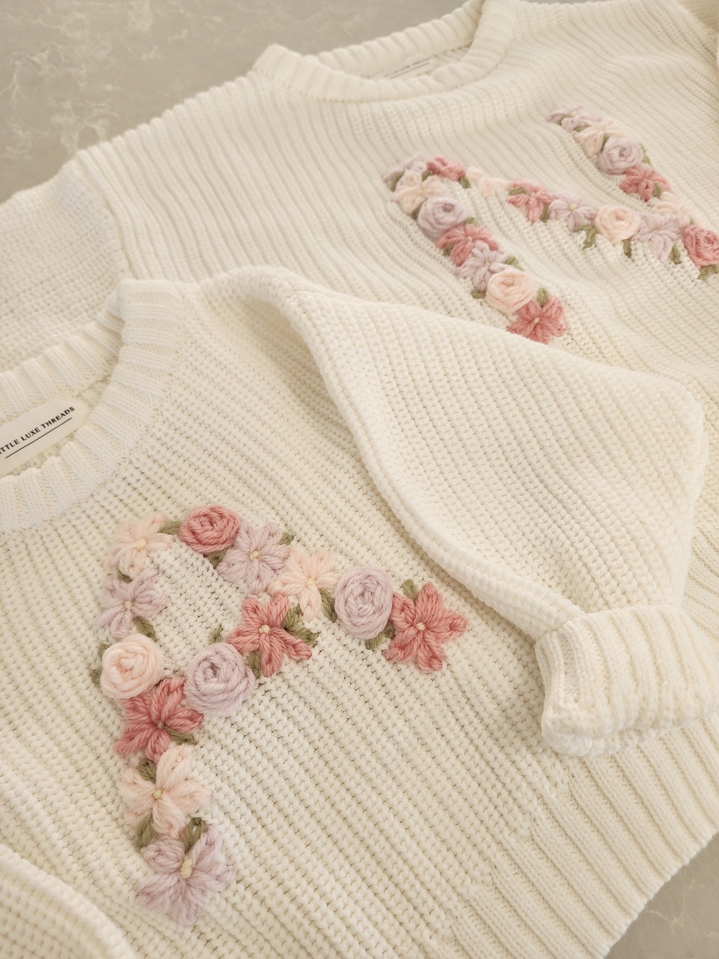 Floral Initial Jumper - Vanilla Cream