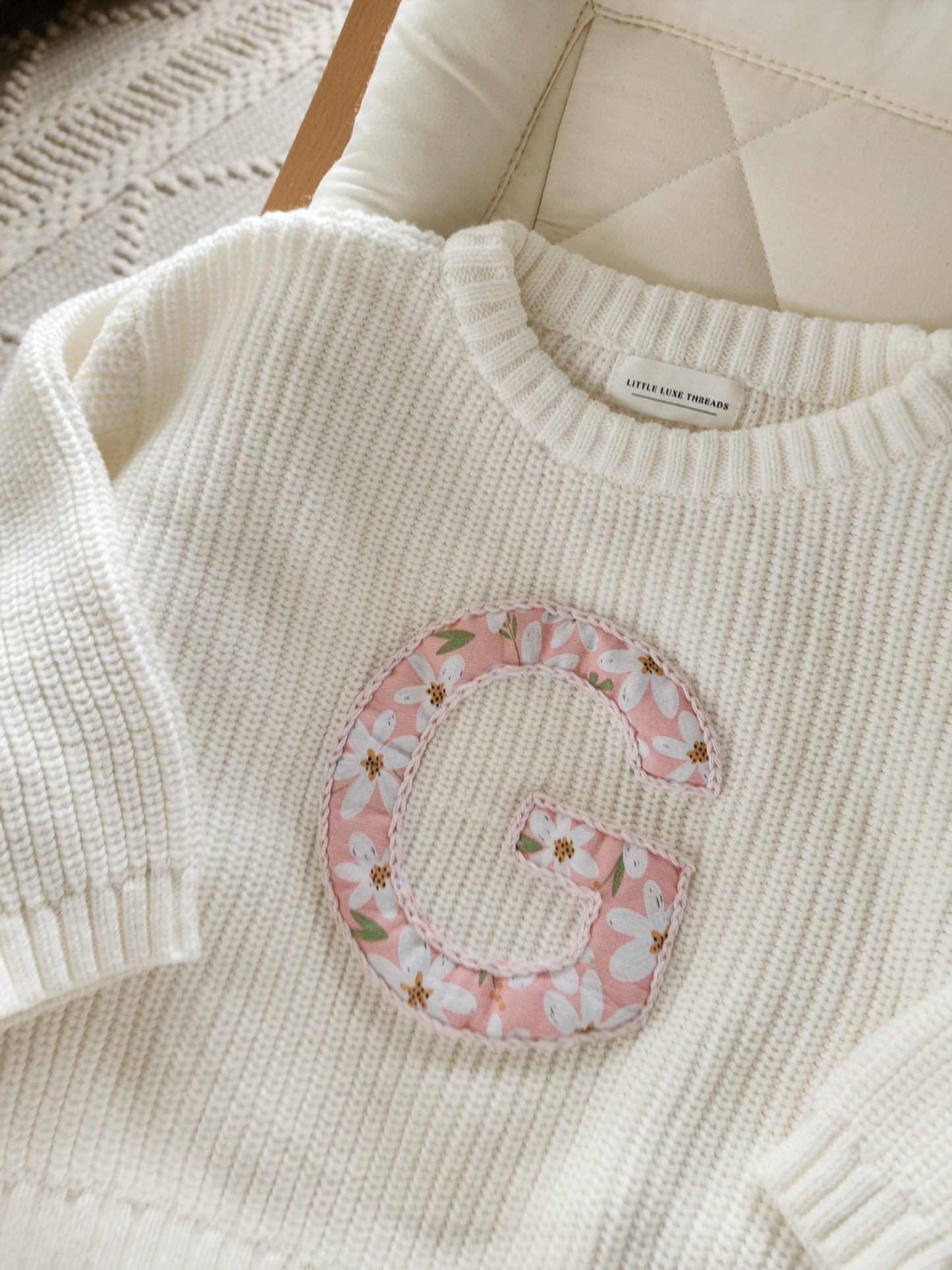 Patchwork Initial Knit Jumper